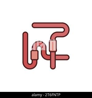 Two Worms vector concept geometric minimal colored icon or logo element Stock Vector