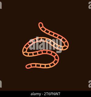 Roundworm vector concept colorful linear icon or sign on dark background Stock Vector