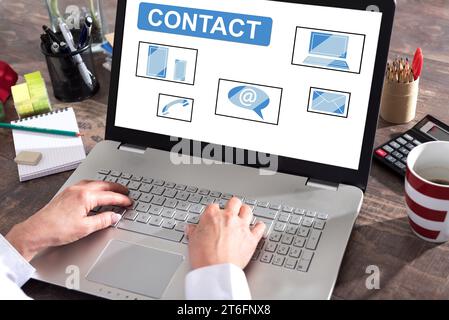 Contact concept shown on a laptop screen Stock Photo