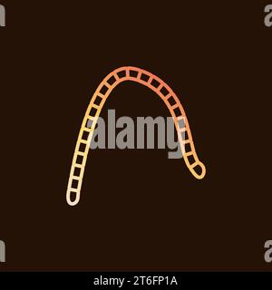 Tapeworm vector concept yellow thin line icon on dark background Stock Vector