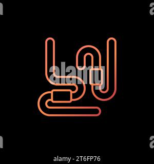 Two Worms vector concept simple outline colorful icon or symbol on dark background Stock Vector