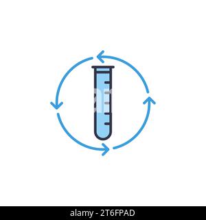 Test Tube inside Round Arrows vector concept blue icon or logo element Stock Vector