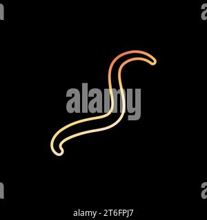 Ascariasis vector concept yellow line icon or logo element on dark background Stock Vector