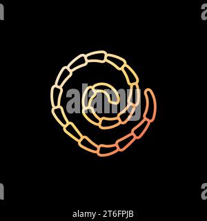 Tapeworm vector Parasites concept yellow linear icon or logo element on dark background Stock Vector