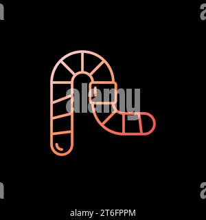 Worm outline vector concept simple colorful icon or symbol on dark background Stock Vector