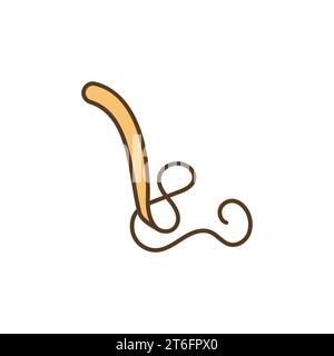 Trichuris Trichiura - Whipworm vector concept colored icon or design element Stock Vector