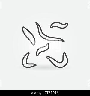 Roundworm Infection outline vector Nematodes concept icon or symbol Stock Vector