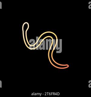Roundworms vector concept yellow icon or sign in thin line style on dark background Stock Vector
