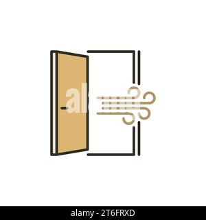 Open Door colored icon - Room Airing vector concept modern sign Stock Vector