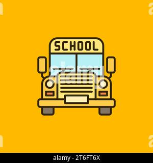 School Bus vector concept colored yellow icon - Front view Stock Vector