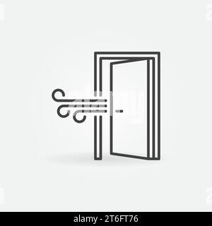 Opened Door vector Airing the Room concept line simple icon or sign Stock Vector