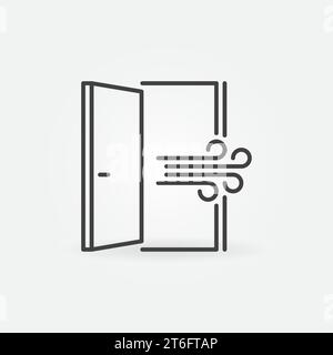 Open Door outline icon - Room Ventilation vector concept line symbol Stock Vector