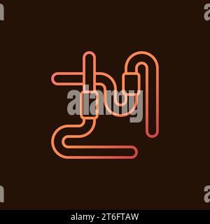 Two Worms vector concept geometric minimal colored icon or logo element Stock Vector