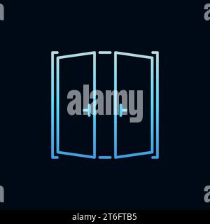 Open Doors vector concept colorful thin line icon or symbol on dark background Stock Vector