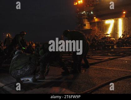 USS Theodore Roosevelt operations 150310 Stock Photo