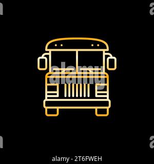 School Bus vector concept yellow line icon or logo element on dark background Stock Vector