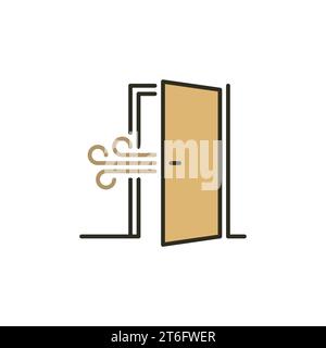 Opened Door colored icon - Room Ventilation vector concept symbol or design element Stock Vector