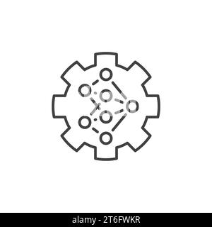 Neural Network Gear vector concept icon or sign in thin line style Stock Vector