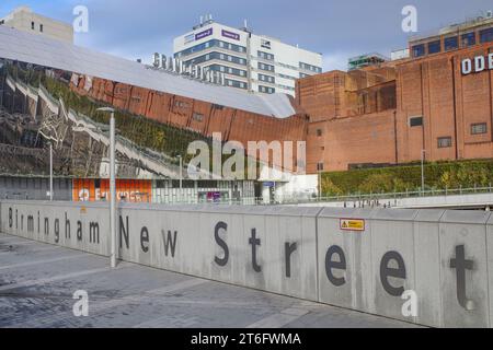 Birmingham, UK - Nov 5, 2023: Exterior views of the redeveloped Birmingham New Street Station, Grand Central Stock Photo