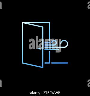 Fresh Air from Open Door vector concept colorful outline icon or logo element on dark background Stock Vector