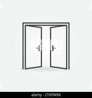 Two Opened Doors linear vector concept icon or logo element Stock Vector