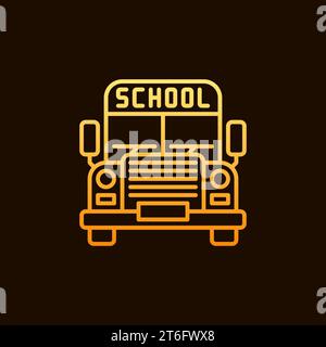 School Bus vector concept yellow icon in line style. Front view Stock Vector