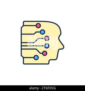 AI Human Head with vector Neural Network Technology concept colored icon or logo element Stock Vector