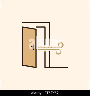 Door vector concept colored icon - Airing the Room creative sign Stock Vector