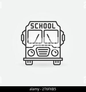 School Bus vector concept icon in outline style. Front View Stock Vector