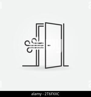 Opened Door outline icon. Vector Room ventilation concept linear symbol Stock Vector