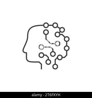 Machine Learning Robot Head vector ML concept outline icon or symbol Stock Vector