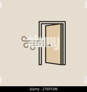 Opened Door vector Airing the Room concept colored icon or design element Stock Vector