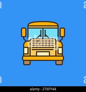 School Bus vector Back to School concept colored icon on blue background Stock Vector