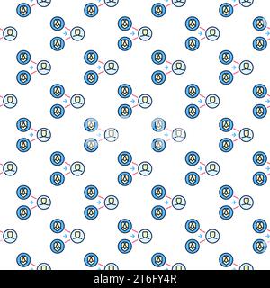 Artificial Intelligence Face Generation vector AI Neural Network concept colored seamless pattern Stock Vector