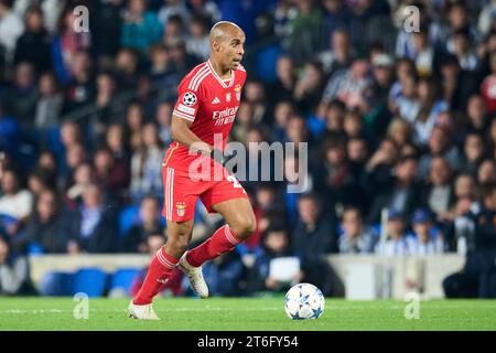 Joao Mario of SL Benfica in action during the Group D - UEFA Champions League match between Real Sociedad and SL Benfica at Reale Arena on November 08 Stock Photo