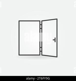 Opened Flush Door outline vector concept icon or sign Stock Vector