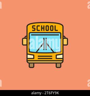School Bus vector concept colored icon - Yellow Schoolbus creative sign front view Stock Vector