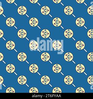 Neural Network and Magnifier vector concept colored seamless pattern Stock Vector