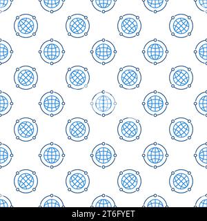 Neural Network Earth Globe vector concept linear seamless pattern Stock Vector