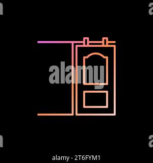 Vector Sliding Door concept colorful outline icon or sign on dark background Stock Vector