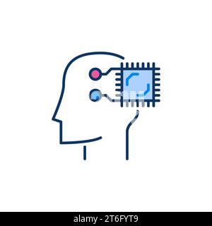 AI Chip connected with Human Head vector concept colored icon or symbol Stock Vector