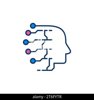 AI Head vector Artificial Intelligence Technology concept colored icon or sign - side view Stock Vector