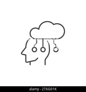Head connected with Cloud vector Information concept linear icon or symbol Stock Vector