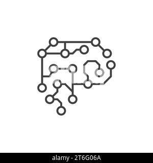 Neural Network Brain vector AI concept icon or sign in thin line style Stock Vector