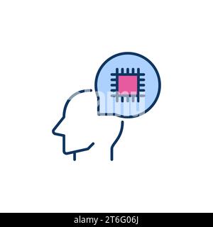 Speech Bubble with CPU and Head vector concept colored icon or symbol Stock Vector
