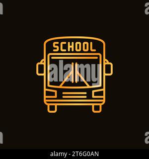 School Bus vector concept yellow outline icon. Schoolbus symbol on dark background Stock Vector