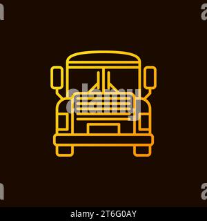 School Bus vector Back to School concept yellow line icon or logo element on dark background Stock Vector