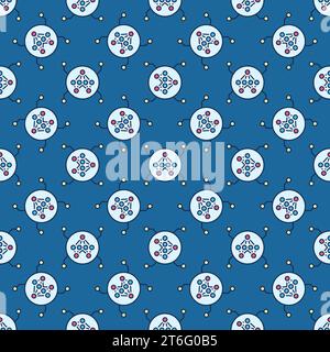 Artificial Neural Network in Circle vector concept colored seamless pattern Stock Vector