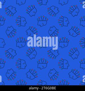 AI Robot Head vector Artificial Intelligence concept colored seamless pattern Stock Vector