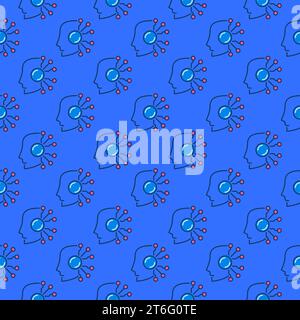 AI Head vector Robot concept colored modern seamless pattern Stock Vector